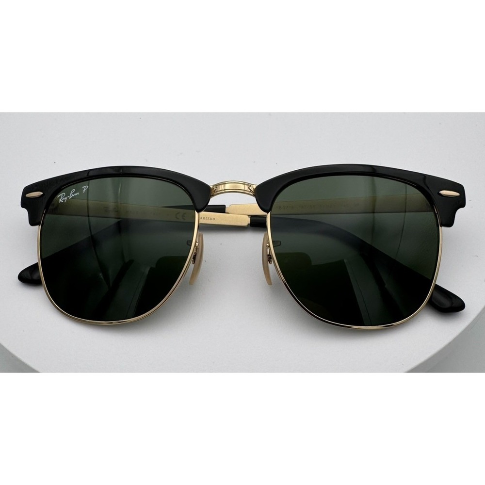 Ray Ban Clubmaster RB3716 187/58 51-21-145 3P Sunglasses Black/Green Polarized
